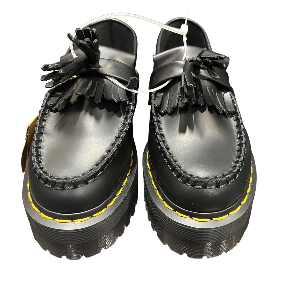 Dr. Martens Adrian Quad Platform Tassel Loafers Black Leather Shoes‎ USL 5 UK 3